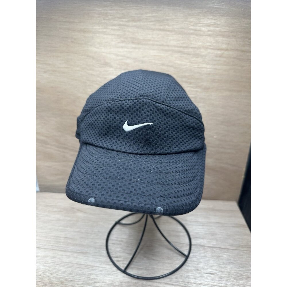 Vintage Nike Hat Cap Black Tailwind 7 Panel Running Mesh Dri-FIT Adjustable